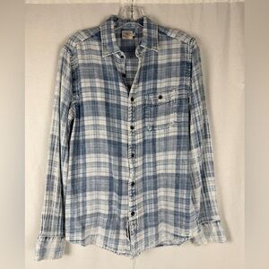 Faherty Indigo Nautilus Plaid Slim Fit Shirt Size S | $148 Retail
